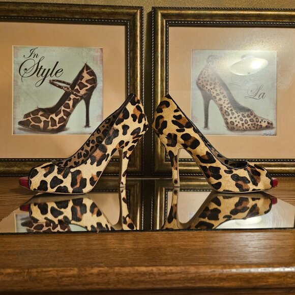 đ„ Jessica Simpson Ginger2 Leopard Peep-Toe Stiletto Heels â Size 6M - Picture 10 of 10